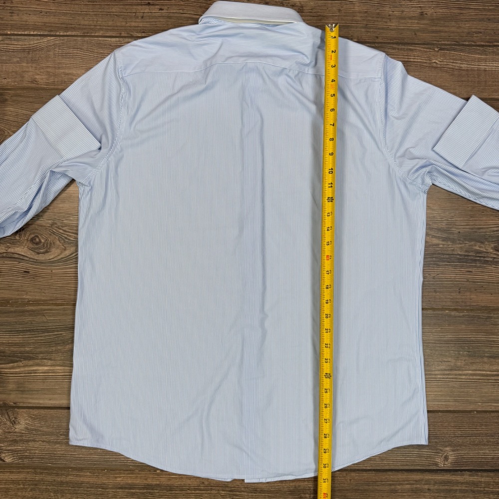 Collars & Co Mens Size XL Apex Performance Dress Shirt Blue Stripe Stretch New - Picture 6 of 8